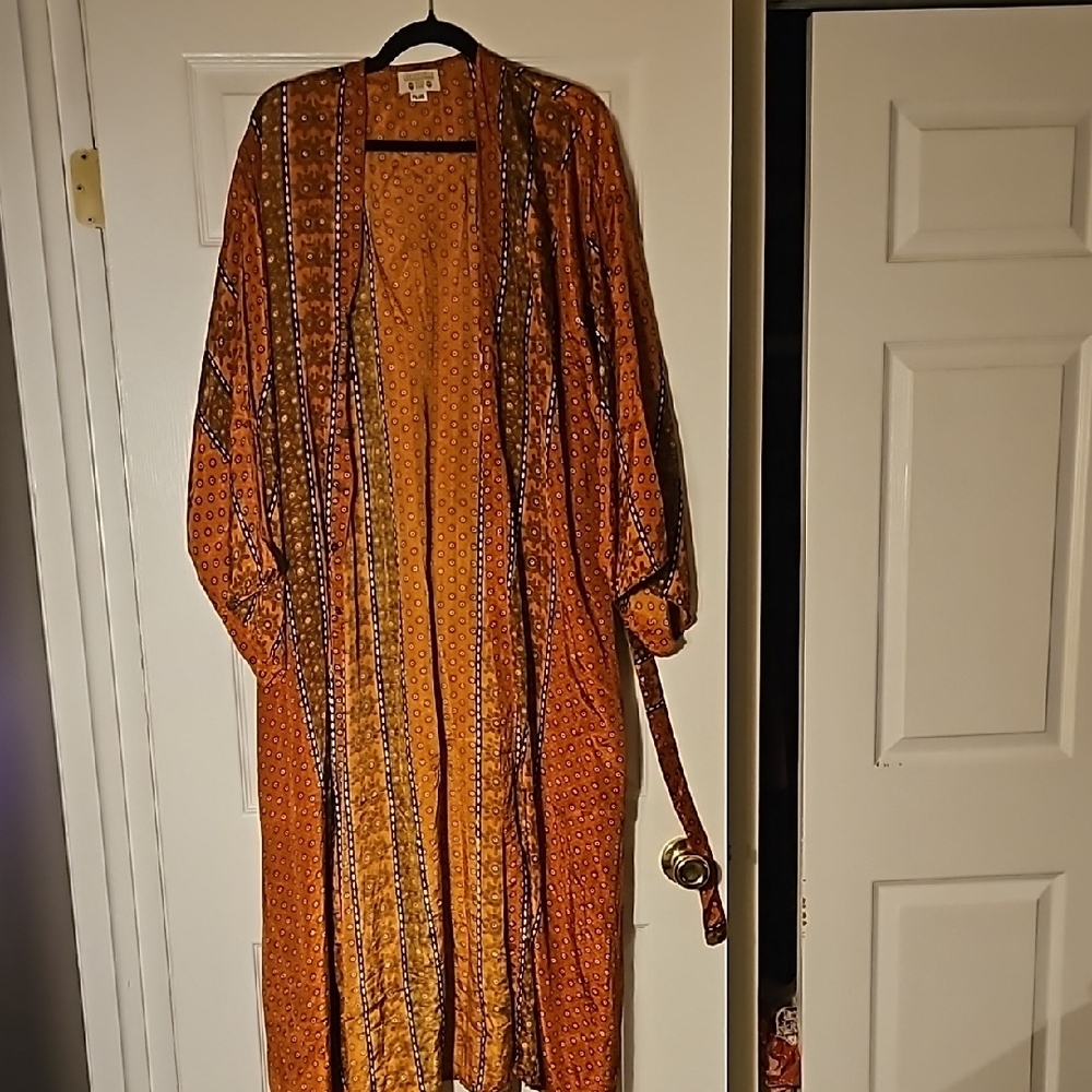 Boho Orange Patterned Kimono